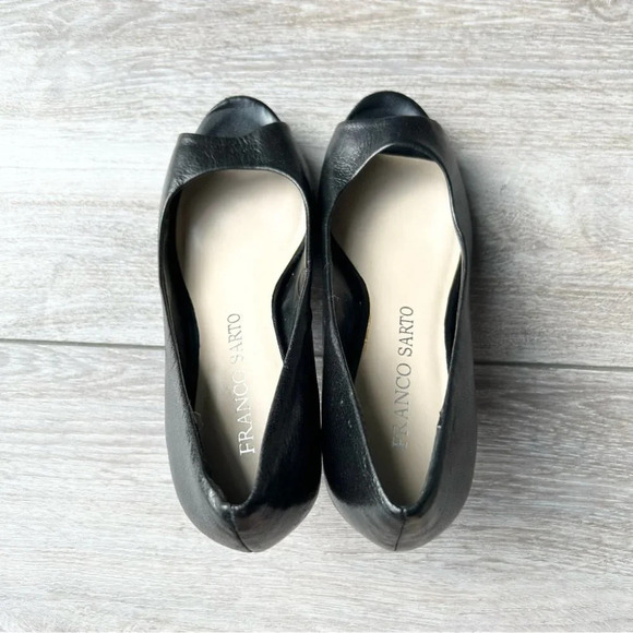 Franco Sarto  Black Open Toe Leather Pump - Picture 7 of 13
